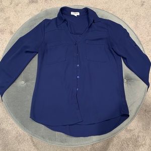 Dark Blue Button Down Express Blouse